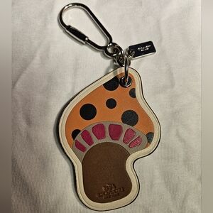 Coach Mushroom Leather Keychain Hangtag Charm